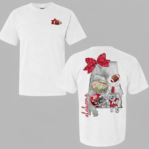 Alabama Football Doodle Sweatshirt Crimson Tide College Graphic Crewneck Pullove — alabama fan gear