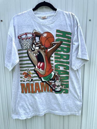 Vintage 1994 Miami Hurricanes Taz Devil Looney Tunes Basketball Shirt — miami fan gear