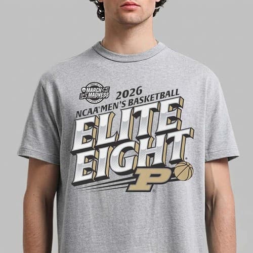 Purdue Boilermakers Men's Basketball 2026 NCAA March Madness Elite 8 T-Shirt — purdue fan gear
