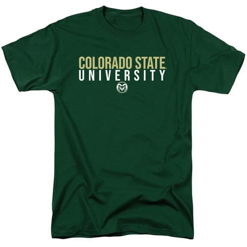 Colorado State University Adult T-Shirt Stacked, Hunter Green, S-3XL — colorado-state fan gear