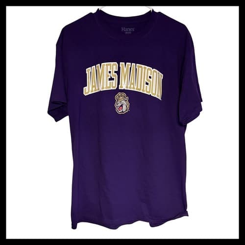 James Madison Dukes Purple T Shirt Hanes Mens L Large College Football — james-madison fan gear