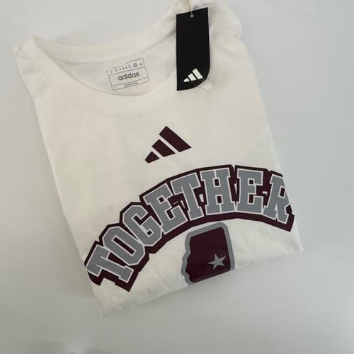 Adidas Bulldog Basketball Mississippi State University Graphic Tee White XL — mississippi-state fan gear
