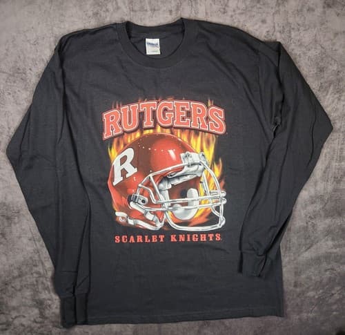 Vintage Scarlet Knights Rutgers University Long Sleeve Graphic T Shirt Sz Large — rutgers fan gear