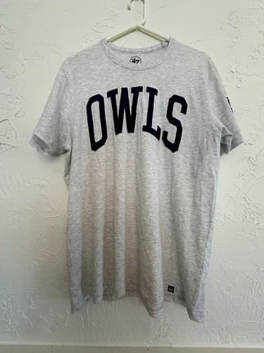47 Mens Relay Grey Rice Owls Graphic T Shirt Short Sleeve Crew Neck Size L NWT — rice fan gear