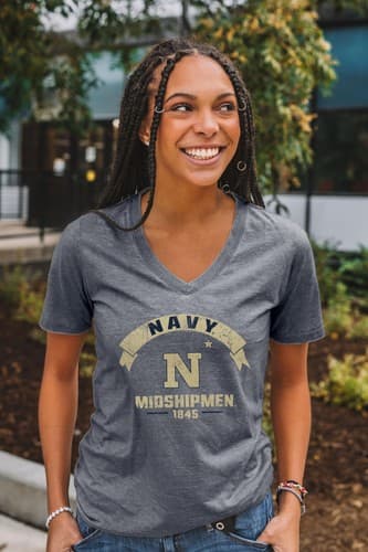 Navy Midshipmen NCAA Women's T-Shirt Burnout Vintage Scholar - Officially Licens — navy fan gear