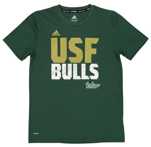 Adidas NCAA Youth Boys South Florida Bulls Climalite Team Graphics Tee, Green — south-florida fan gear