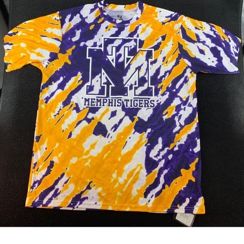 Memphis Tigers Basketball T Shirt Mens XL Purple Gold Tie Dye Badger Sport — memphis fan gear