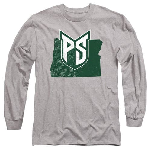 PSU Adult Long Sleeve T-Shirt Vikings State Shape, Athletic Heather, S-3XL — penn-state fan gear