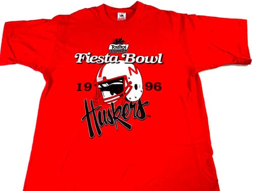 Rare! Vintage 1996 Nebraska Cornhuskers Fiesta Bowl Football T-Shirt New! LARGE — nebraska fan gear