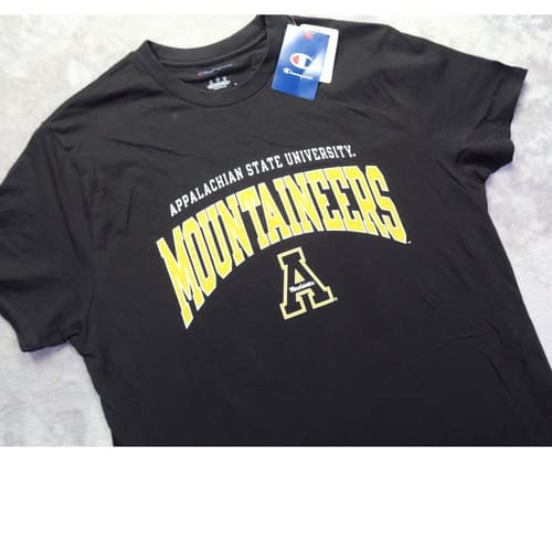 Champion Appalachian State University Mountaineers Men's Black T-Shirt Large NWT — app-state fan gear