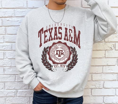 Texas A&M University Sweatshirt Vintage College  T-Shirt, Sweatshirt & Hoodie — texas-am fan gear