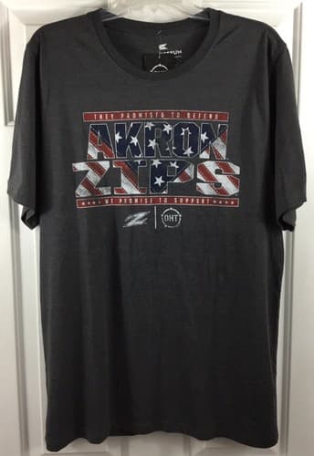 Akron University Zips T-Shirt Mens L Gray Heather Colosseum Operation Hat Trick — akron fan gear