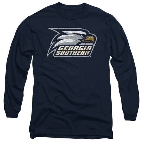Georgia Southern Adult Long Sleeve T-Shirt Eagles Primary Logo, Navy, S-3XL — georgia-southern fan gear