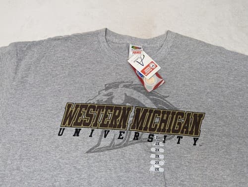 Western Michigan University Adult T-Shirt  Broncos Logo, Gray 2xl NEW. Go Team  — western-michigan fan gear