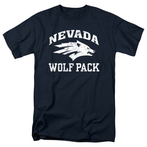 University of Nevada Reno Adult T-Shirt Wolf Pack Logo, Navy, S-5XL — nevada fan gear