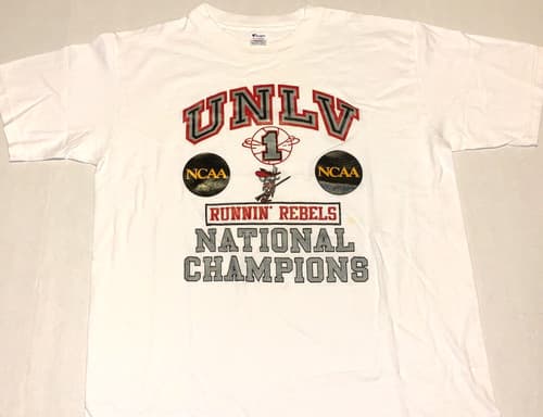 Vintage UNLV Runnin' Rebels 1990 NCAA Basketball National Champs T-Shirt New! XL — unlv fan gear