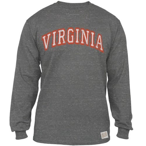 Virginia Cavaliers - Arched Logo Tri-Blend Adult Long Sleeve T-Shirt — virginia fan gear
