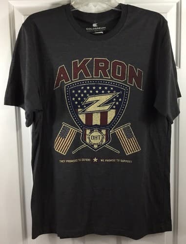 Akron Zips T-Shirt Mens Medium Gray Heather Colosseum Operation Hat Trick — akron fan gear