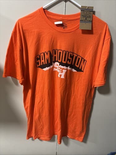 SAM HOUSTON STATE UNIVERSITY SHSU Orange T SHIRT vtg BEARKATS Logo Men’s XL — sam-houston fan gear
