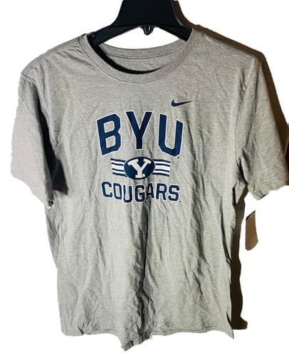Nike BYU Cougars Dark Grey Heather Short-Sleeve T-Shirt Small — byu fan gear