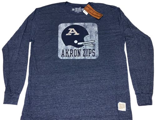University of Akron Zips Football Team Long Sleeve Retro T-Shirt New! NWT XL — akron fan gear
