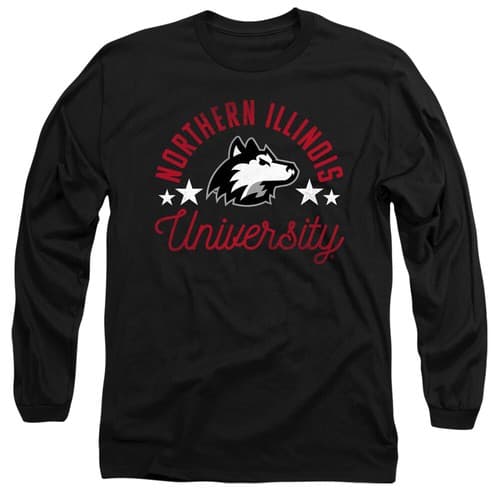 Northern Illinois University Adult Long Sleeve T-Shirt Huskies, Black, S-3XL — northern-illinois fan gear