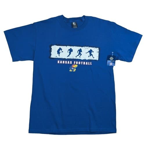 Vintage Kansas City Jayhawks Football 90s Starter Blue Shirt NEW WITH TAGS — kansas fan gear