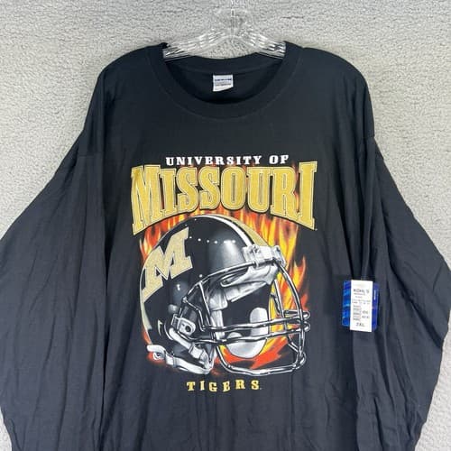 Missouri Tigers Shirt Mens 2XL Black Football Long Sleeve Flames NCAA — missouri fan gear
