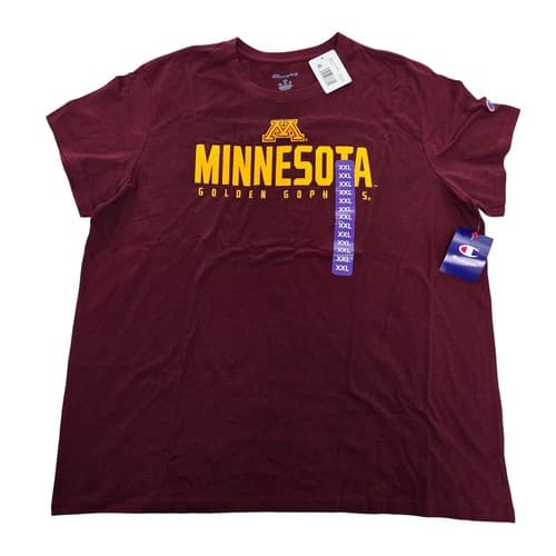 Champion Minnesota Golden Gophers T-Shirt Mens 2XL Maroon Short Sleeve NCAA NWT — minnesota fan gear