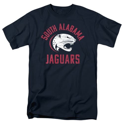 University of South Alabama Adult T-Shirt Jaguars Logo, Navy, S-5XL — south-alabama fan gear