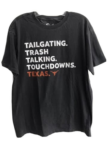 NWOT TEXAS FOOTBALL LONGHORNS T-Shirt TAILGATING TRASH TALKING TOUCHDOWNS Mens M — texas fan gear