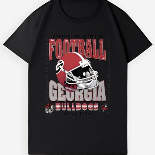 SEC Football Georgia Bulldogs T-Shirt  Red Helmet Design Since 1785  Men & Women — georgia fan gear