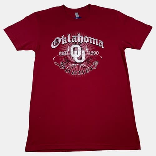 Next Level Apparel Shirt Men's Red Oklahoma Sooners OU Est. 1890 Football Small — oklahoma fan gear