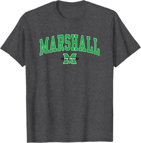 Marshall Thundering Herd Arch Over Dark Heather T-Shirt, Heather Gray, sz 2X — marshall fan gear