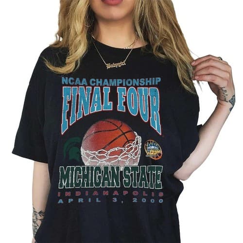 Michigan State Four Champs Style Crewneck  T-Shirt, Sweatshirt & Hoodie — michigan-state fan gear