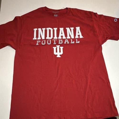 Champion Indiana Hoosiers Football Men's Red Graphic Print T-Shirt Size L NWOT — indiana fan gear