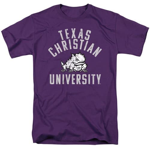 Texas Christian University Adult T-Shirt Horned Frogs Logo, Purple, S-4XL — tcu fan gear