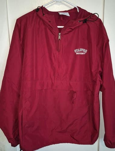 Stanford University  Cardinal Windbreaker Jacket w Hoodie  M Medium — stanford fan gear