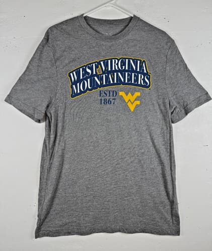 Size M - West Virginia University Mountaineers Graphic Logo T-Shirt Grey WVU — west-virginia fan gear