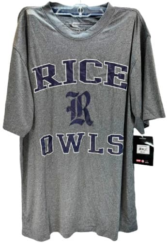 Colosseum Men's Rice Owls Ghost Logo Short Sleeve T-Shirt, Heather Gray — rice fan gear
