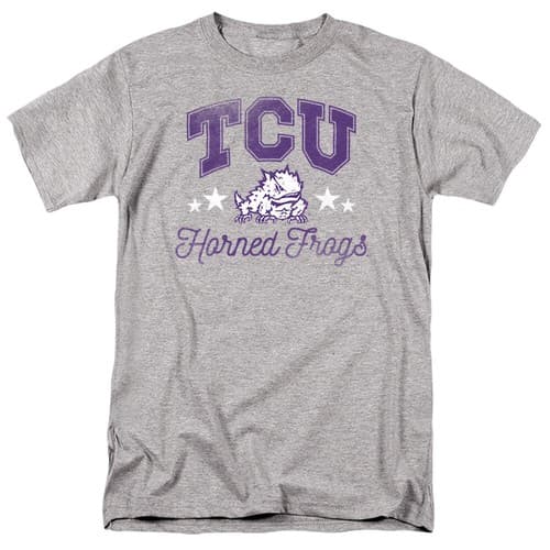 Texas Christian University Adult T-Shirt Horned Frogs, Athletic Heather, S-5XL — tcu fan gear