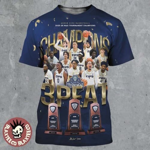 Akron Zips Men’s Basketball 2025 2026 MAC Tournament Champions 3 Peat In A Row A — akron fan gear