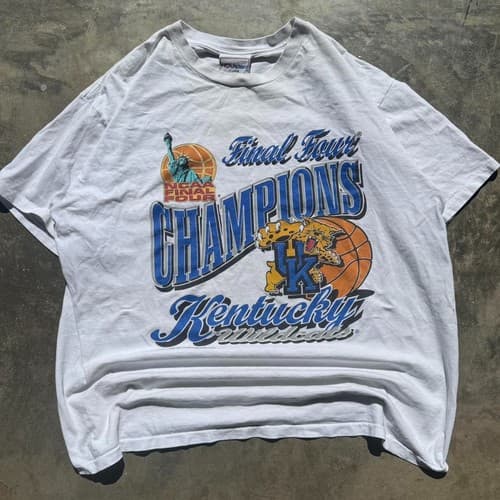 Kentucky Wildcats Final Four Champions white T-shirt basketball VK02403 — kentucky fan gear