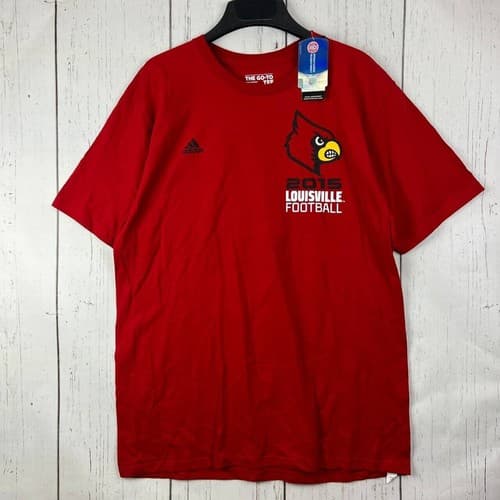 Louisville Cardinals Football 2015 NCAA Large Adidas Casual T-Shirt Red New Men — louisville fan gear