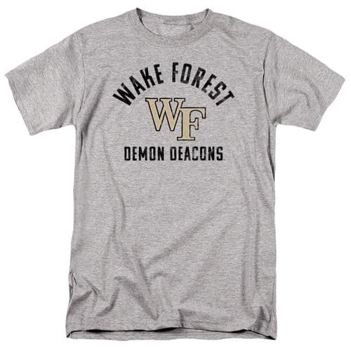 Wake Forest University Adult T-Shirt Demon Deacons Logo, Athletic Heather, S-5XL — wake-forest fan gear