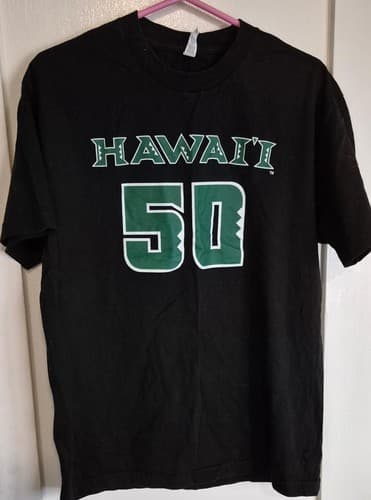 University of Hawaii Rainbow Warriors 50th State Jersey Type T Shirt LARGE L — hawaii fan gear
