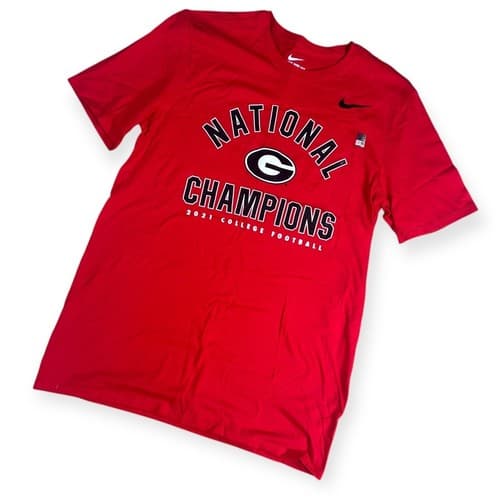 New Nike Georgia Bulldogs National Champions 2021 College Football Red Shirt Med — georgia fan gear