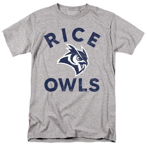 Rice University Adult T-Shirt Owls Logo, Athletic Heather, S-5XL — rice fan gear