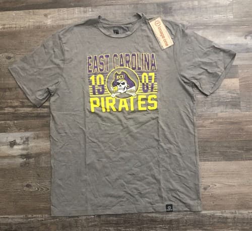 Image One East Carolina Pirates Mens Large Gray T Shirt New with Tags — east-carolina fan gear