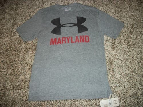 UNDER ARMOUR MARYLAND TERRAPINS New NWT Mens Fitted Heat Gear Shirt Gray LARGE — maryland fan gear